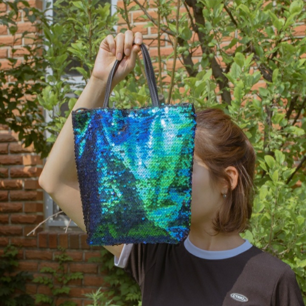 Mermaid Sequin Tote Bag With Zipper